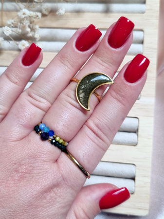 Regulowany pierścionek MOON OLIVE