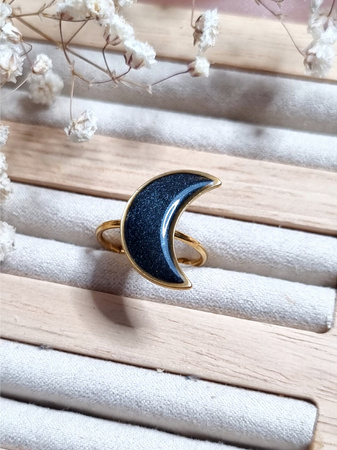 Regulowany pierścionek MOON BLACK