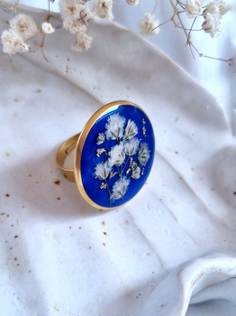 pierścionek ROYAL BLUE z gipsówką
